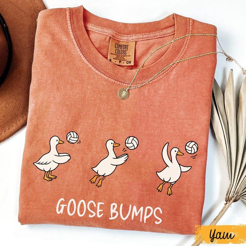 Comfort Colors Goose Bumps Shirt Funny Goose Volleyball Graphic Tee Cute Animal Pun Sports Outfit Womenswear & Underwear - Women's Tops - T-Shirts