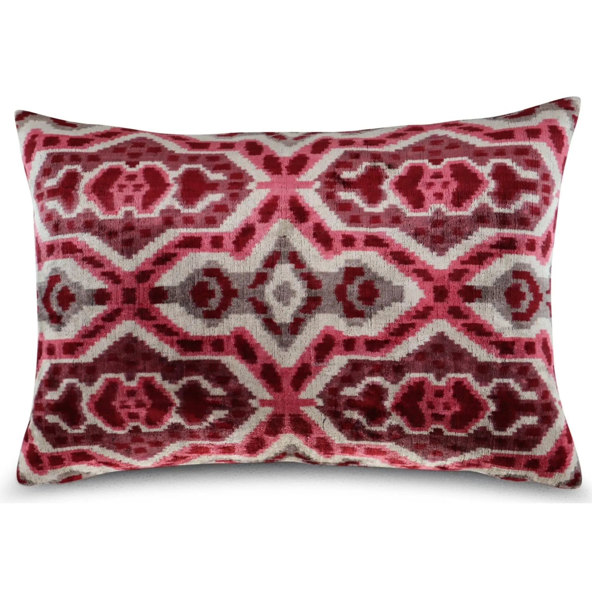 Canvello Pink Gray Handmade 16x24 Silk Velvet Pillow, Organic Veg Dyed, Down/Feather Filled