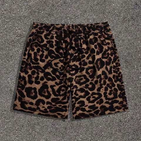 Men's Leopard Print Graphic French Terry Shorts, Lightweight Loungewear Loose Casual Comfy Breathable Shorts for Summer, Men's Bottoms for Daily Wear, Menswear, Summer Clothes