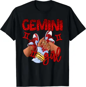Gemini Girl Birthday Women Sneakers Zodiac Sign Bday Summer Casual Shortsleeve Cotton T-Shirt