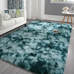 Tie dye living room carpet, ultra soft and fluffy modern bedroom carpet, indoor plush carpet, suitable for living room, game room, home decoration