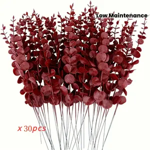 30pcs Realistic Artificial Eucalyptus Stems - Durable Plastic Faux Eucalyptptus Branches Suitable for Wedding Centerpieces, Holiday Decor, Table Settings - Maintenance-Free Decorative Plants, Faux Greenery for Parties & Events