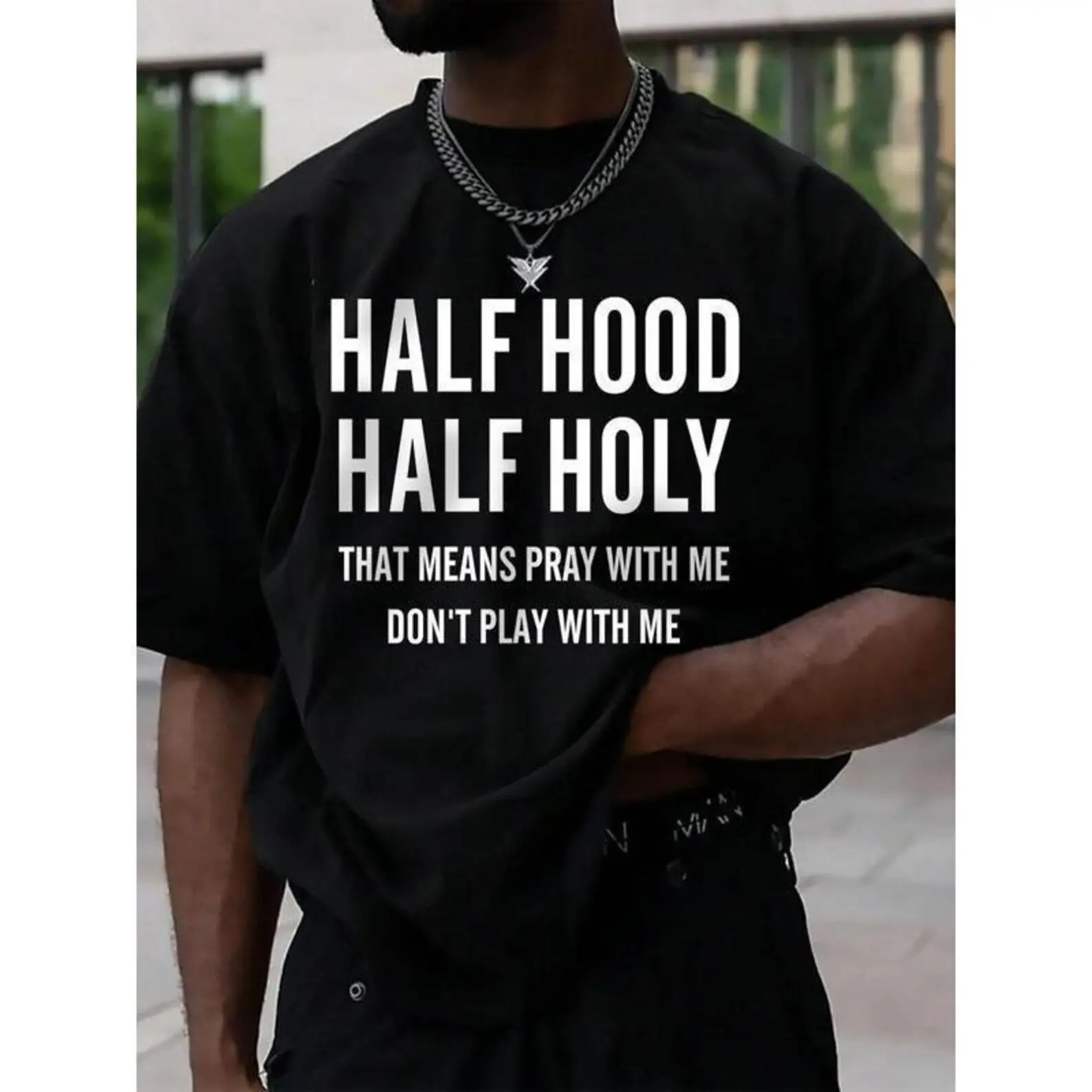 Half Hood Half Holy Funny Christian Sweatshirt, Retro Funny Religious Graphic Tee, Funny Christian Shirt for Women, Weirdcore Hoodie
