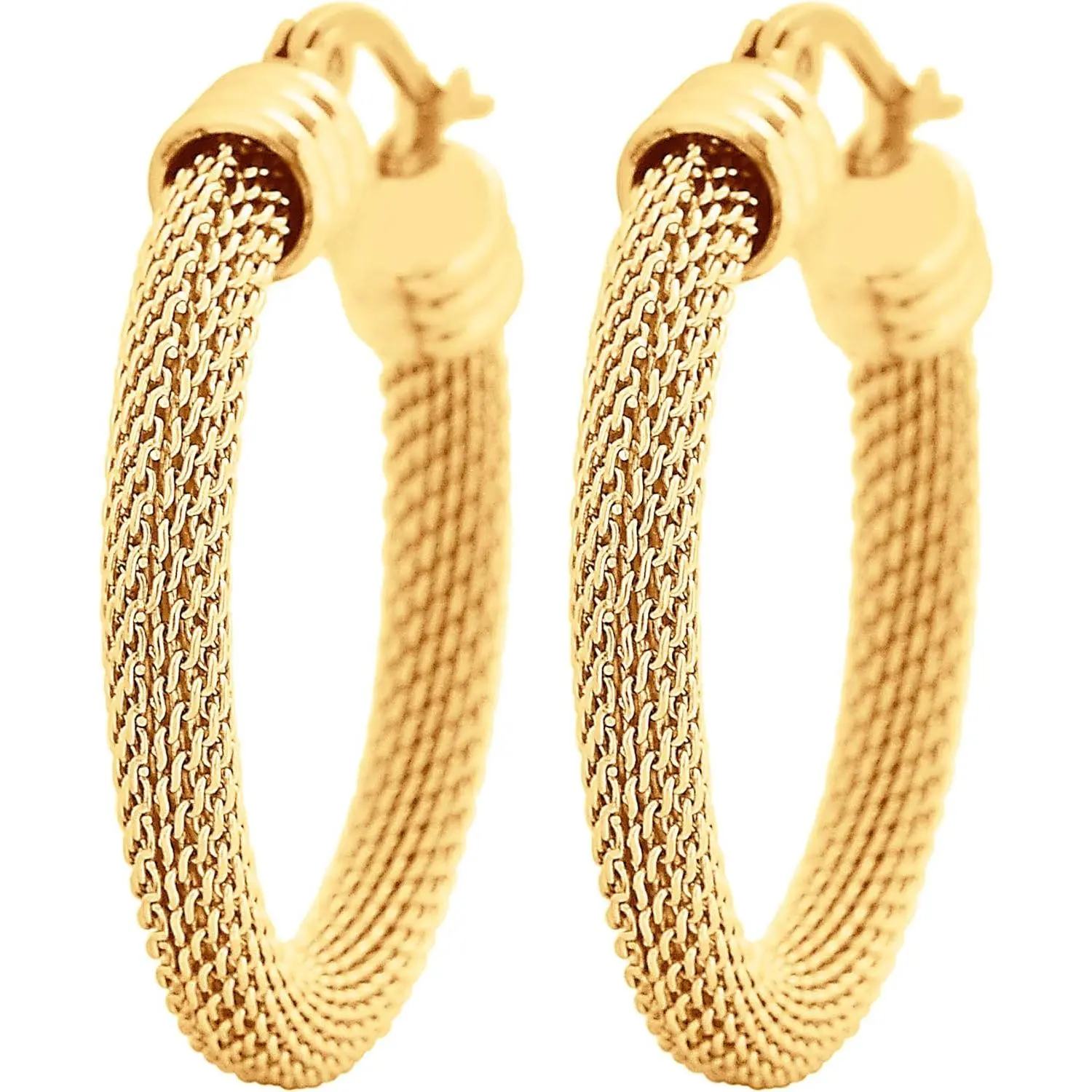 Women's   Half Hoop Half Mesh Link Hoop Earrings (28mm-40mm)