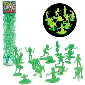 Zombie Action Figures - 100 Glow in The Dark Zombies w 14 Unique Sculpts- Includes Zombies, Zombie Pets, Gravestones, and Humans - Great Gift for Kids