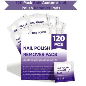 120 Pack Acetone Nail Polish Remover Pads Individually Wrapped, Fast-Acting Nail Polish & Gel Remover Wipes, Travel-Friendly Bulk for Salon & Home Use