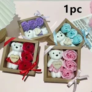 Realistic Rose Gift Box, Soap Flower Present for Wife and Mom, Wedding Gift, Perfect Anniversary Valentine's Day Christmas Gift, Home Decor Accent Ornament