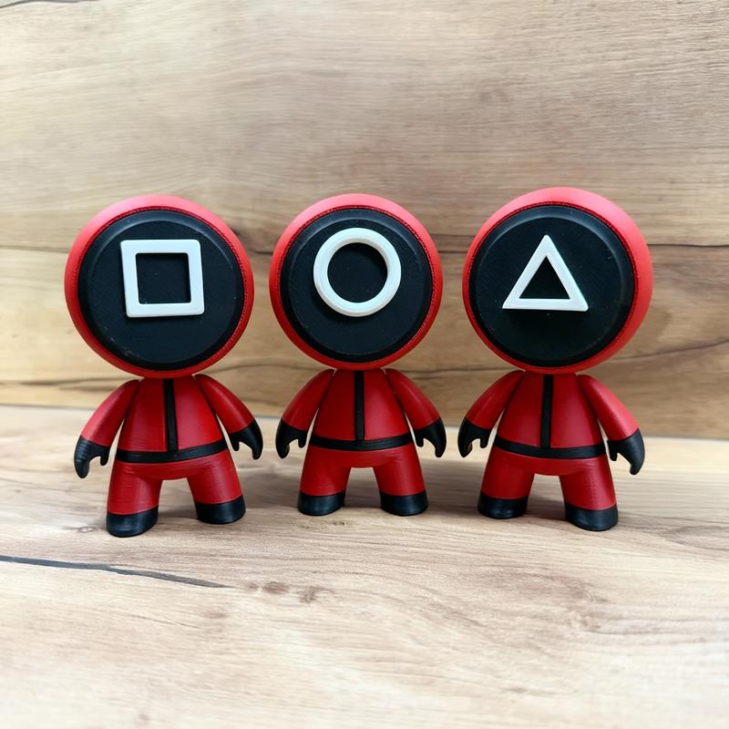 3D Printed Squid Game Character Figurines Set, Soldier Worker Manager Collectibles, Mystery Mask Man TV Series Accessories