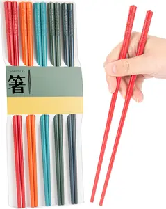 5 Pairs Chopsticks Set, Dishwasher Safe, 9.5 Inch, Colorful, Non-Slip, Easy to Use - Tableware, Cutlery