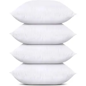 [New Deal] Throw Pillows (Set of 4, White), 18 x 18 Inches Pillows for Sofa, Bed and Couch Decorative Stuffer Pillow