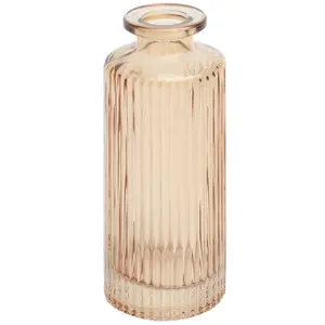 Mainstays Mini Ribbed Translucent Glass Tabletop Indoor Vase, 5.2", Champagne