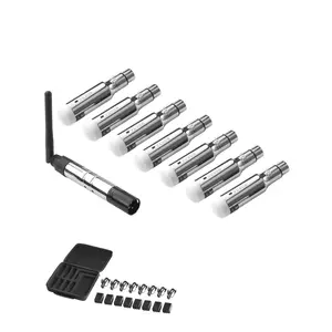 VEVOR DMX Wireless Receiver, 7 Receivers 1 Transmitter, 2.4G ISM Band, 656 ft Transmission Range, Rechargeable Battery, Wireless Stage Lighting Control, for LED Stage Party DJ Bar Lighting, Silver