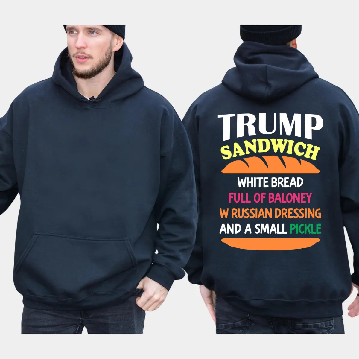 Trump Sandwich Hoodie, Unisex Graphic Tee, Funny Political Shirts, Casual Wear, Comfy Cotton, Regular Fit