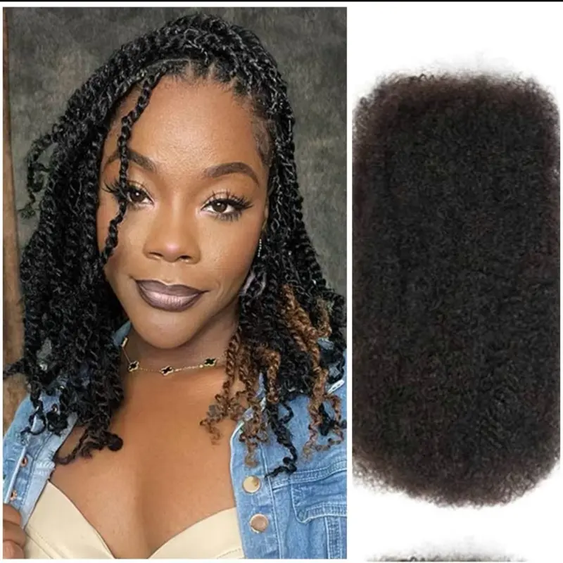 Afro Kinky Bulk 100% Human Hair 50 Gram Pk Natural Curly Texture for Stylish Looks 18 inch