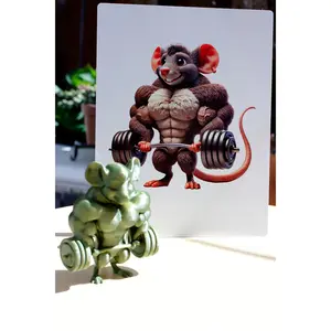 Weightlifting Gym Rat cute Statue, Selfie-Ready Profile Picture, Workout Inspired Decor, Fitness Enthusiast Gift, Gym Art