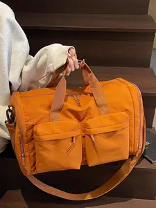 Fashionable Solid Color Travel Bag, Large Capacity Foldable Travel Bag, Casual Versatile Travel Bag for Daily Commuting, Travel, School Start, Gym, Fashionable Duffel Bag