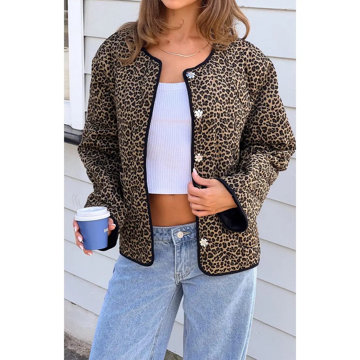 Robbie Leopard Print Quilted Jacket