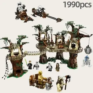 In stock: 1990 pieces of Forest Tribe Ewok Village building block set, space adventure bricks compatible with 10236 model, suitable for children, friends, birthday gifts, Christmas gifts