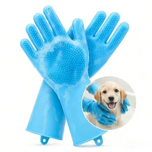Silicone Pet Bathing Glove & Massage Brush - Fast Foaming Deshedding Wash Mitt for Dogs and Cats Gentle Dog Cat Grooming Mitt & Deshedding Brush sticky hair outdoorfun