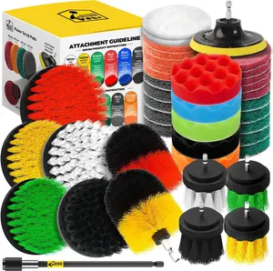 New 40 Piece Drill Brush Attachment Set Scrub Pads Scouring Pads Power Scrubber Brush with Extend Long Attachment All Purpose Clean for Car Detailing，Grout, Tiles, Bathroom, Kitchen No Brand