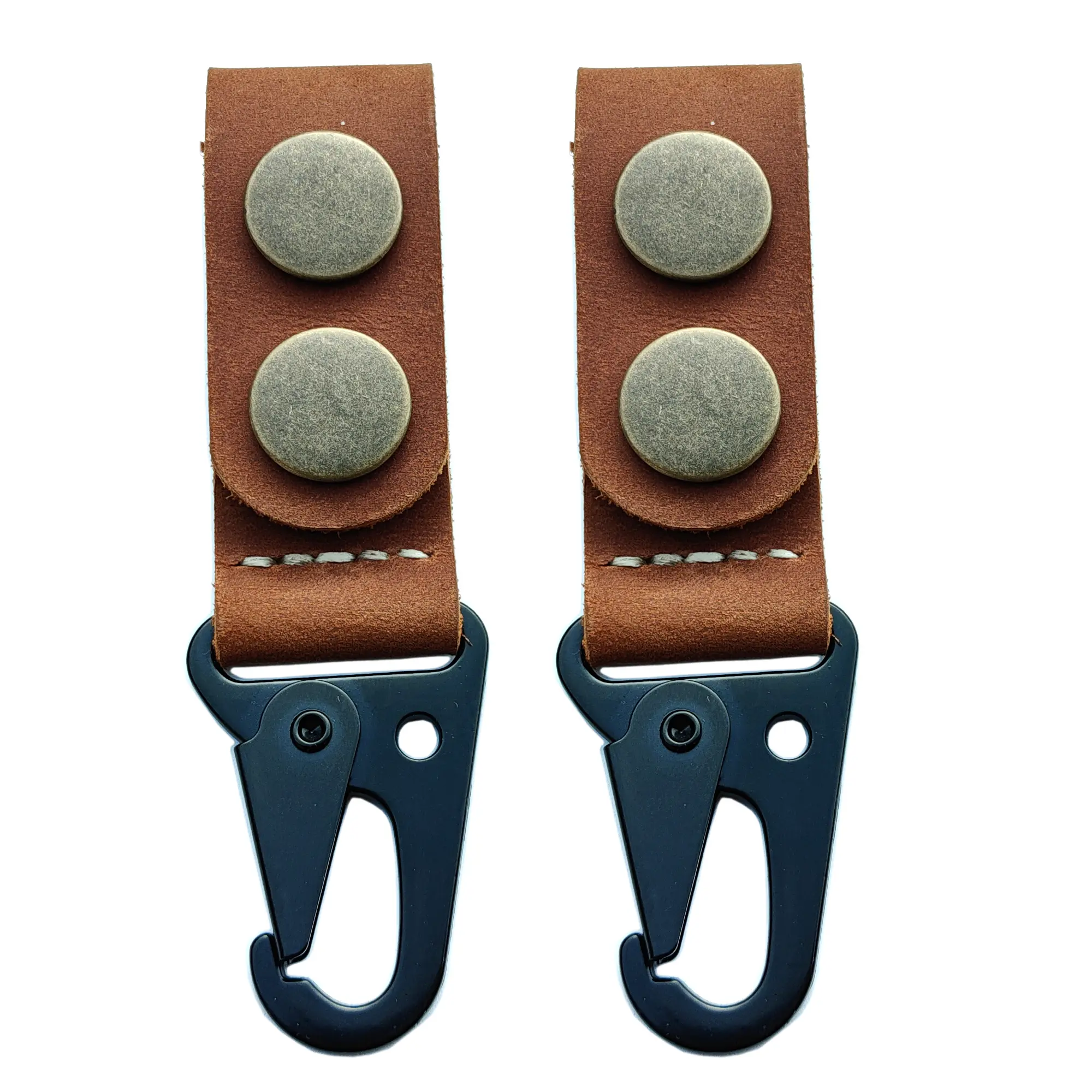 MEEBOY 2pcs Handmade Leather Keychain Lanyards - Durable, Elegant Unisex Bag Charm Accessory with Carabiner Clip, Double Button Fasteners for Secure Car, Daily Use, Keychain Lanyard