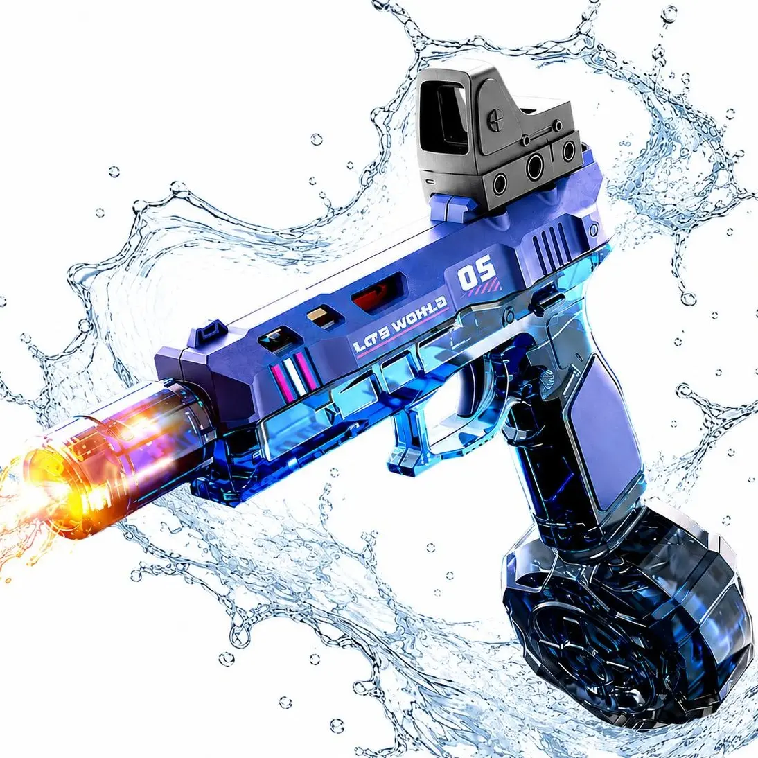 Unisex ABS Plastic Handheld Portable Automatic Squirt Gun for Kids Ages 3-12, Rechargeable High-Capacity LED Light Water Toy, 28-32FT Long Range Pool Party Outdoor Beach Toy