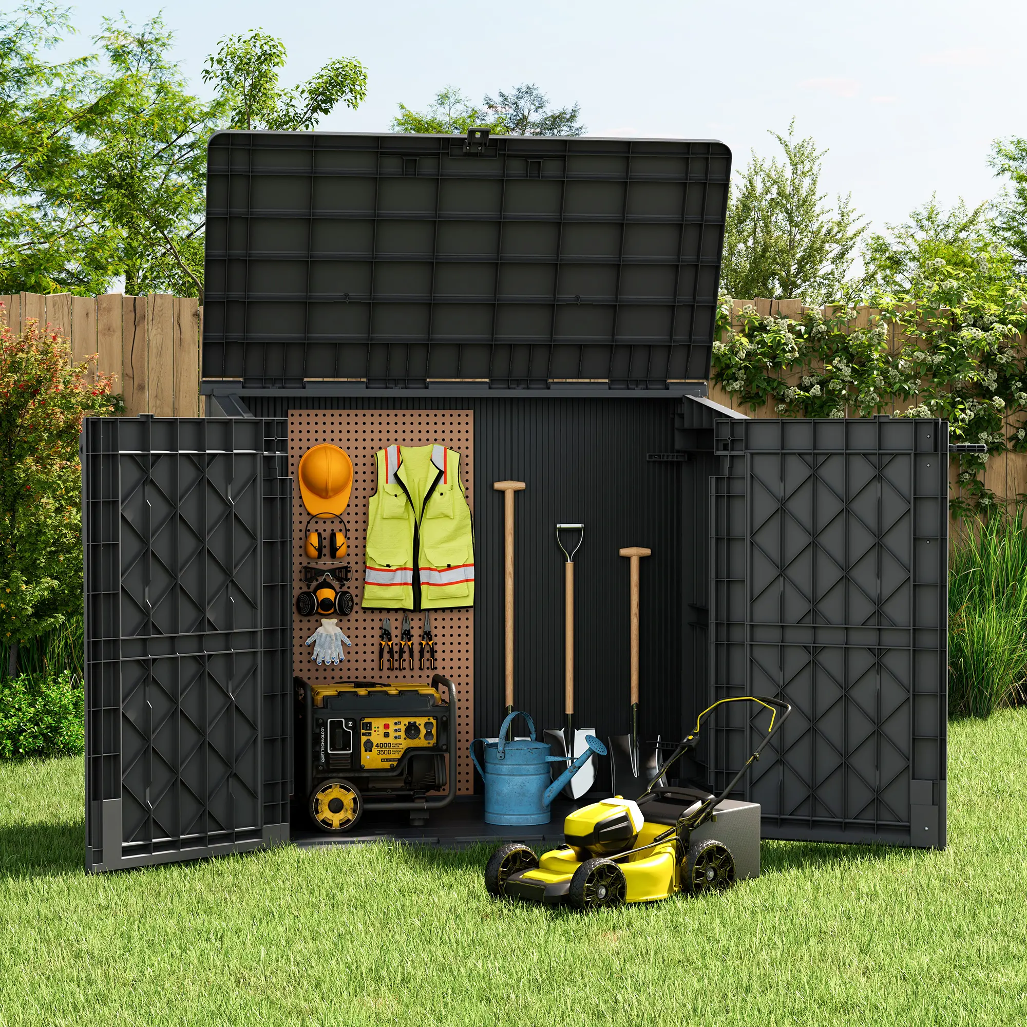 36 Cu Ft Waterproof Outdoor Storage Shed, Lockable Portable Storage Cabinet for Backyard & Garden
