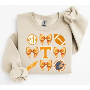 Vintage Unisex Gildan Tennessee Vols Coquette Football Crewneck Sweatshirt, Retro Classic Cotton Pullover Sweatshirt