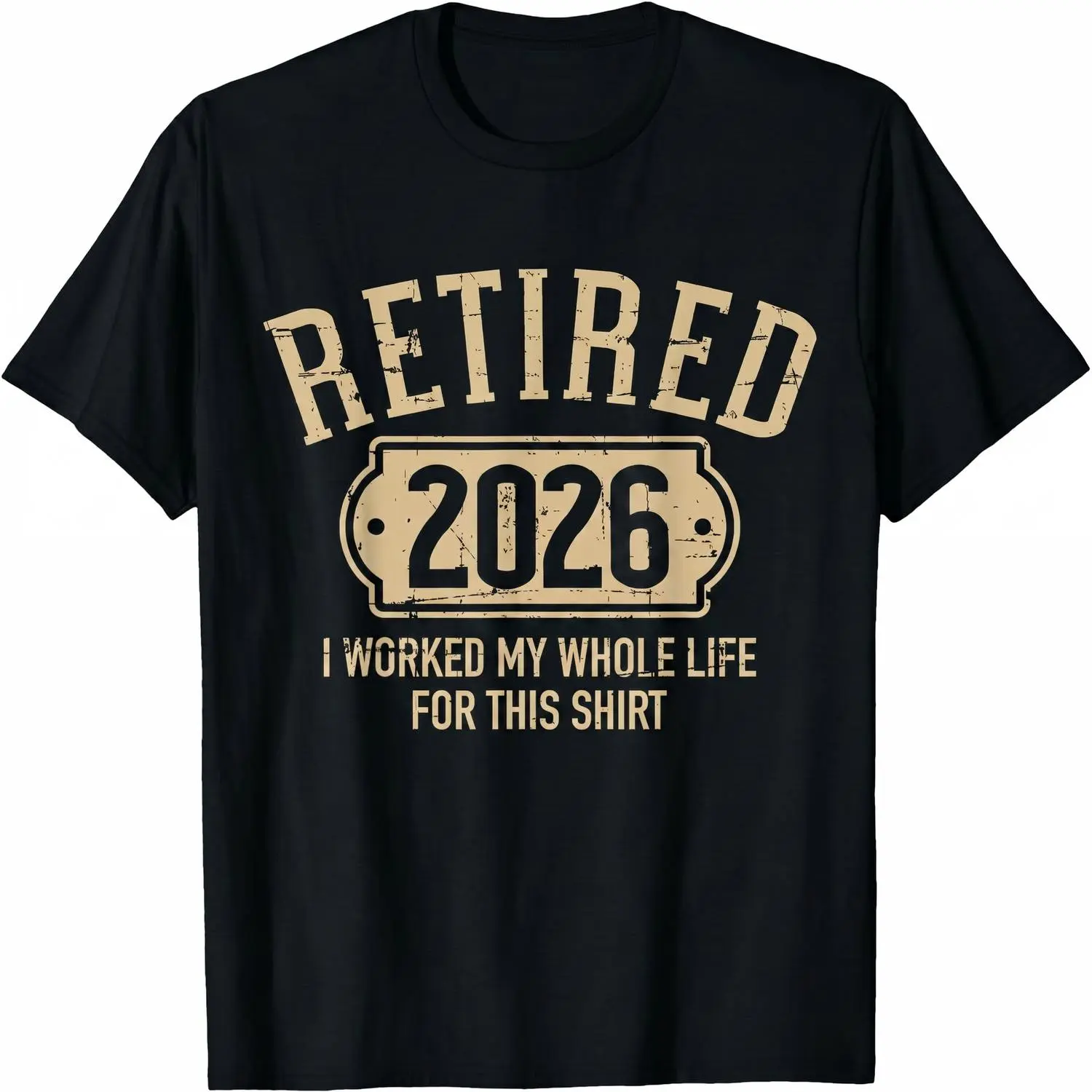 Unisex Cotton Round Neck Short‑Sleeve T‑Shirt, Vintage "Retired 2026" Graphic Print, Casual Fit Soft Retirement Gift, Classic All‑Season Top