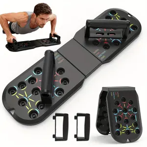 20-in-1 Push Up Board with Accessories T-shape Collapsible Non-slip Stickers for Home Workouts Includes Storage Bag Drawstring & Professional Bars for Total Body Fitness