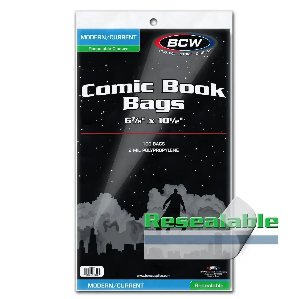(100ea per pack) BCW Resealable Comic Bags (Current/Modern) NEW