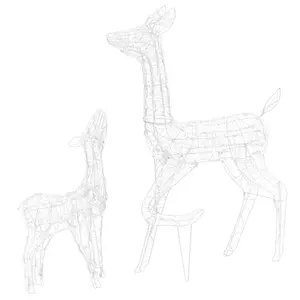 vidaXL Reindeer Family, Acrylic Pre-Lit Christmas Lighting with 160 LEDs, Xmas Decoration for Indoor Outdoor, Holiday Ornament, Cold White 329790