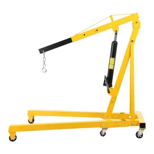 Garvee 2 Ton Engine Hoist, 4400 LB Mobile Cherry Picker Engine Lift Hydraulic Tilting Engine Shop Crane with 6 Casters & Telescopic Boom for Garage, Workshops, Auto Repair