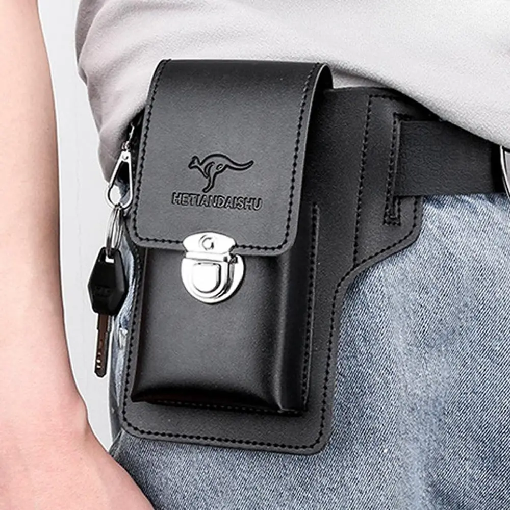 Men's Leather Vintage Waist Bag, Adjustable Waistband Bag, Belt Phone Holster Travel Hiking Wallet Case Anti-Slip Durable Outdoor Accessories Waterproof Hiking Gear, Casual Waist Bag, Travel Essentials