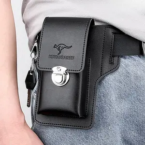 Men's Leather Vintage Waist Bag, Adjustable Waistband Bag, Belt Phone Holster Travel Hiking Wallet Case Adjustable Anti-Slip Durable Outdoor Accessories Waterproof Dustproof Mobile Protection Storage Hiking Gear Belt Buckle System