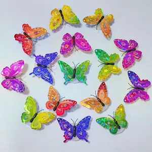 12/24pcs, Led Butterfly Lights, ibrant Multicolor 3D LED Butterfly Night Light Decoration - Wall Sticker for Indoor and Outdoor Spaces, Christmas Decoration, Home Decor Ornaments - Ambient Lighting, Easy Installation