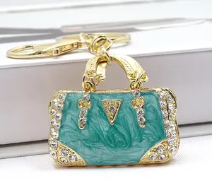 Premium Enamel Cloud Mini Square Bag Charm-Keychain, Rhinestone-Embellished Alloy Fashion Accessory for Car Keys, Handbags, Bag Charm Keychains, Charm Decoration Keychains