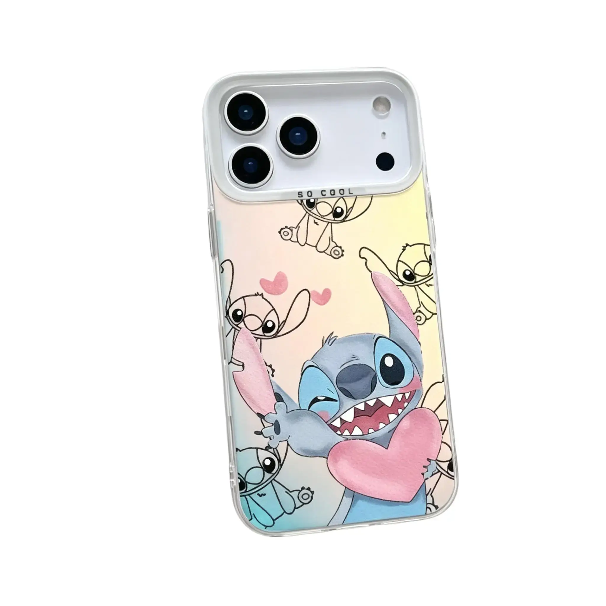 Disney Stitch Laser‑Etched Phone Case, Cute Character Protective Hard Phone Cover Shockproof Anti‑Scratch Shell for Smartphone