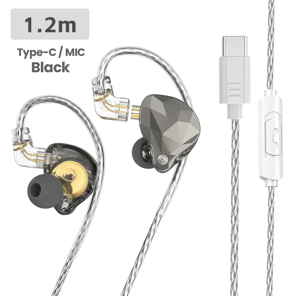 BlueWow X4 PRO Wired In-Ear Headset - 11mm Driver HiFi Stereo Sound, USB-C Connectivity, Detachable In-Ear Hook, Noise Cancellation, Comfortable Fit, USB Compatibility, Non-Water Resistant, for Music Lovers, Compatible with Cellphones, Tablets, Desktops,