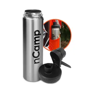 nCamp 24oz Stainless Steel Water Bottle – Slim, Leakproof, Double-Wall Insulated, Reusable, Wide Mouth, Flip Top Lid – Aesthetic & Travel Friendly