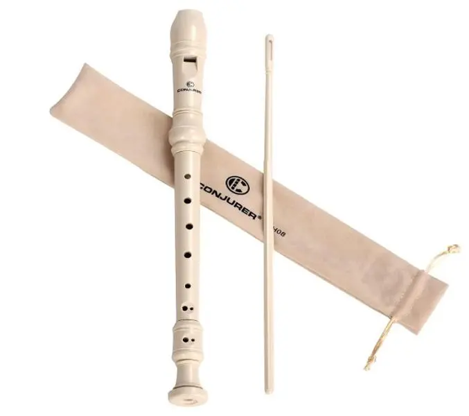 Soprano Recorder Instrument for Kids Student - German Fingering 8 Hole Flute ABS Descant Recorders for Beginners 3pcs Removable with Cleaning Rod and Storage Bag, Black