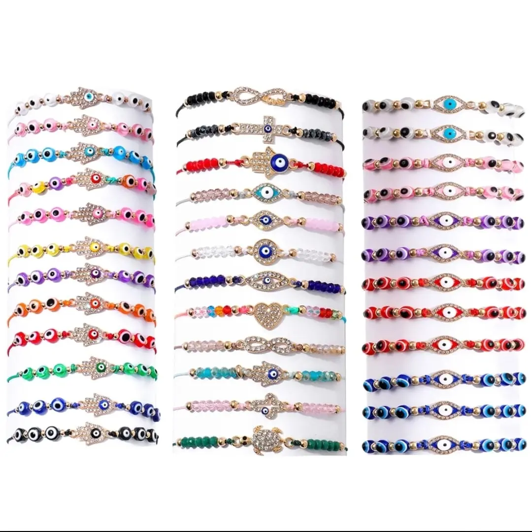 Evil Eye Bracelet & Anklet Set - Protection Amulet Jewelry, Ojo Charm Gift