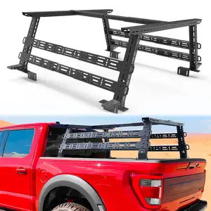 MONOKING Mid-Size Truck Overland Bed Rack, Adjustable 17"-25" Height, 5 Molle Panels, Universal for Gladiator JT Tacoma Frontier Canyon Colorado Ranger, Ladder Rack for Tent Camping Gear