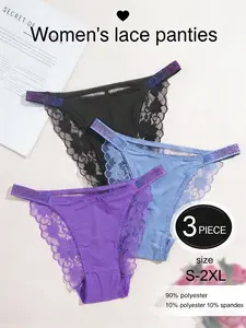 Women‘s Tummy Control Lace Panties - High Cut Underwear High Rise Panties Sexy High Waisted Smoothing Design, Breathable & Comfortable for Wedding or Date Night 3/5 Pack