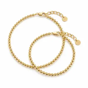 Mom and Me 14K Gold-Plated Dainty 2mm or 3mm Beaded Bracelet