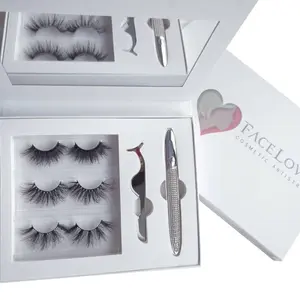3-25mm Reusable Mink Lash Set w/Glue & Tweezers