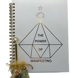 Manifesting Journal with Diamond Gold Pen and Bag of Quartz and Crystals