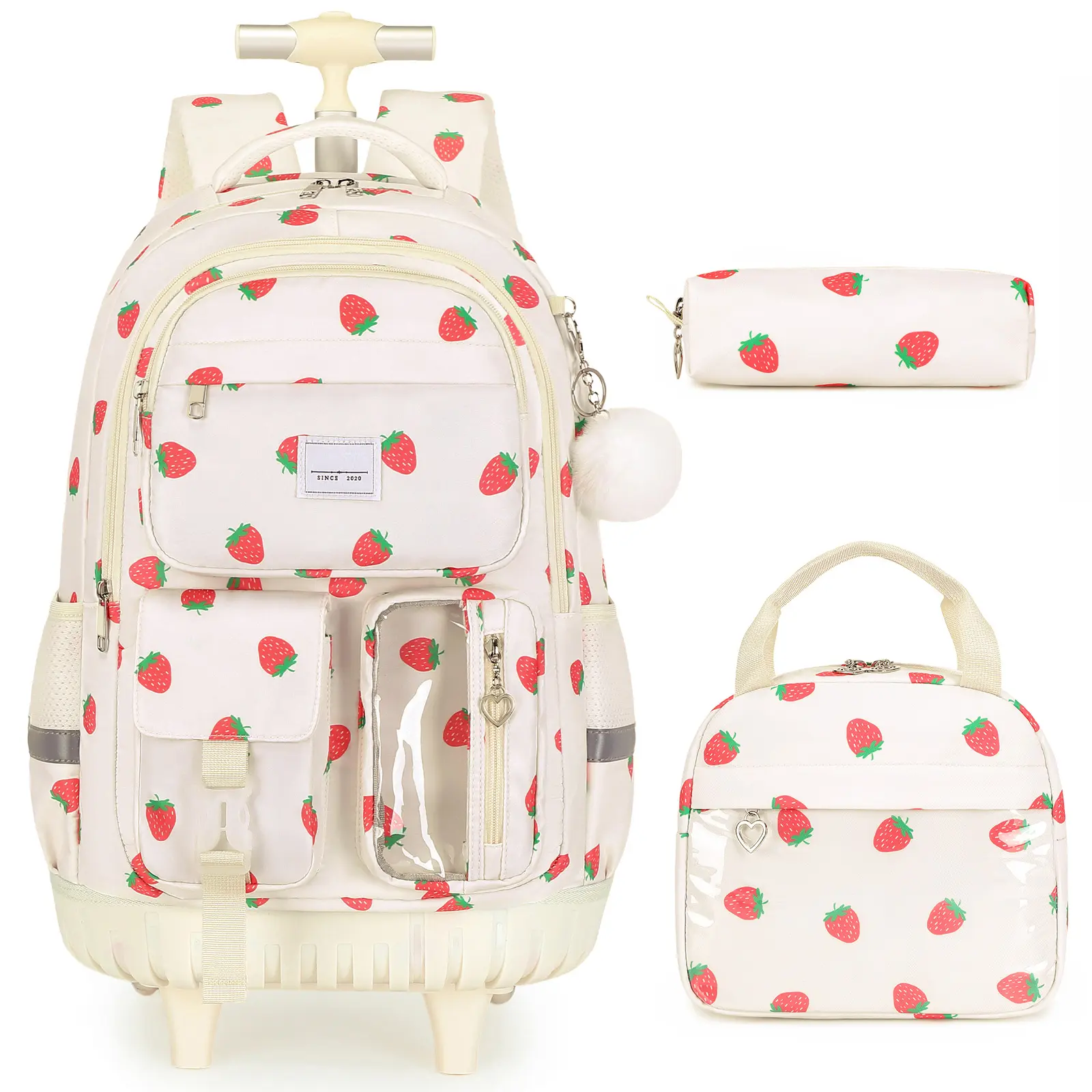 [Auction Only-P3] SIMILOVE Rolling Backpack for Kids with Lunch Bag & Pencil Pouch, Adjustable Strap School Backpacks for Middle School Backtoschoolshopping, Wheeled Bookbag for Travel, Insulated Lunch Bag,sohochic