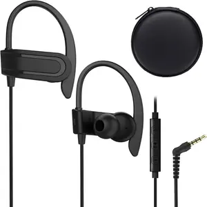 Wired Over The Ear Earbuds with Microphone Volume Control Ear Hook and Case, Sweatproof  Earphones for Running Exercise Gym Workout, Wrap Around Headphones for Cellphones, Laptop, Tablet