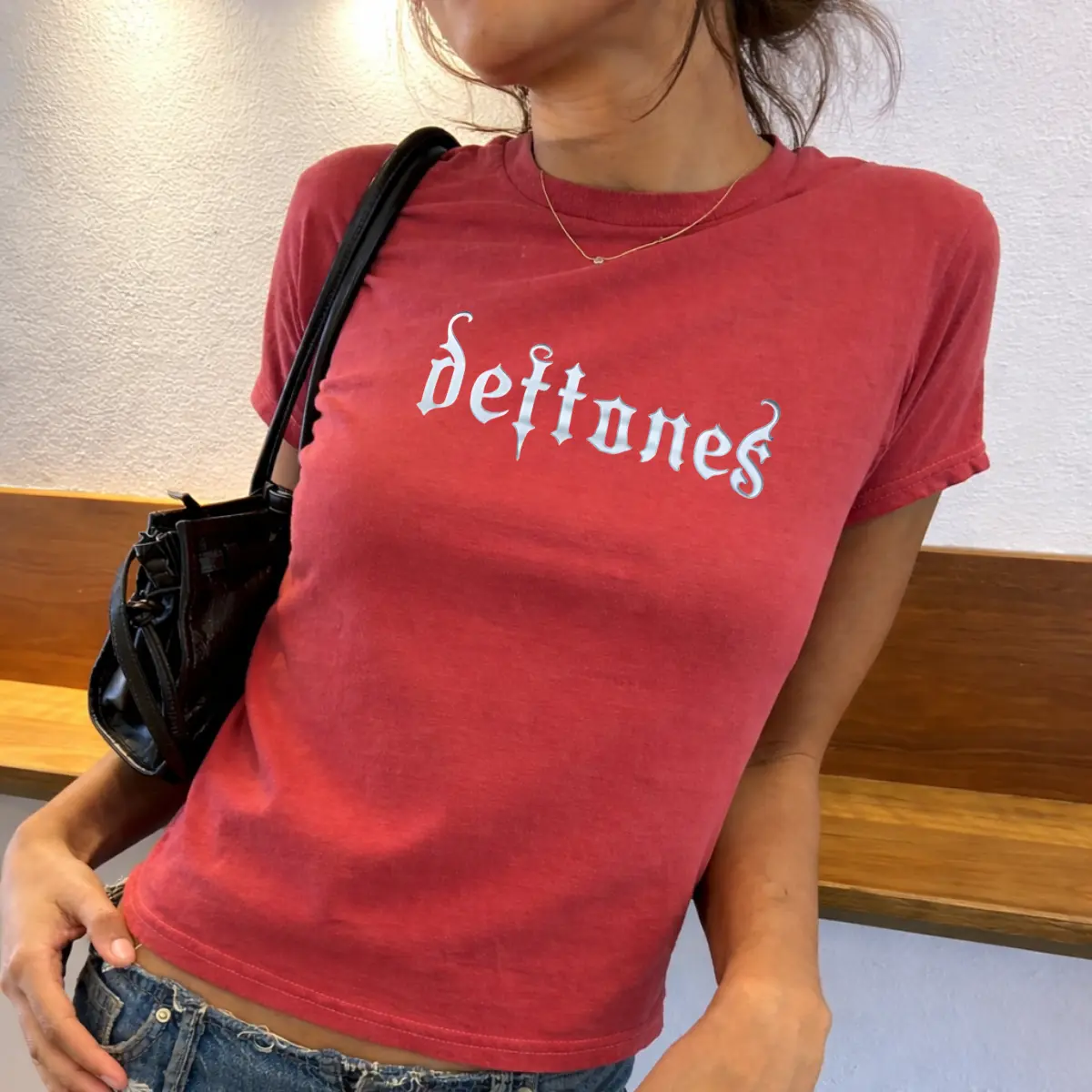 Deftones Y2K 2000s Baby Tee, Vintage Nu Metal Band Graphic Shirt, Retro Aesthetic Fitted Tee, Alt Rock Streetwear Top
